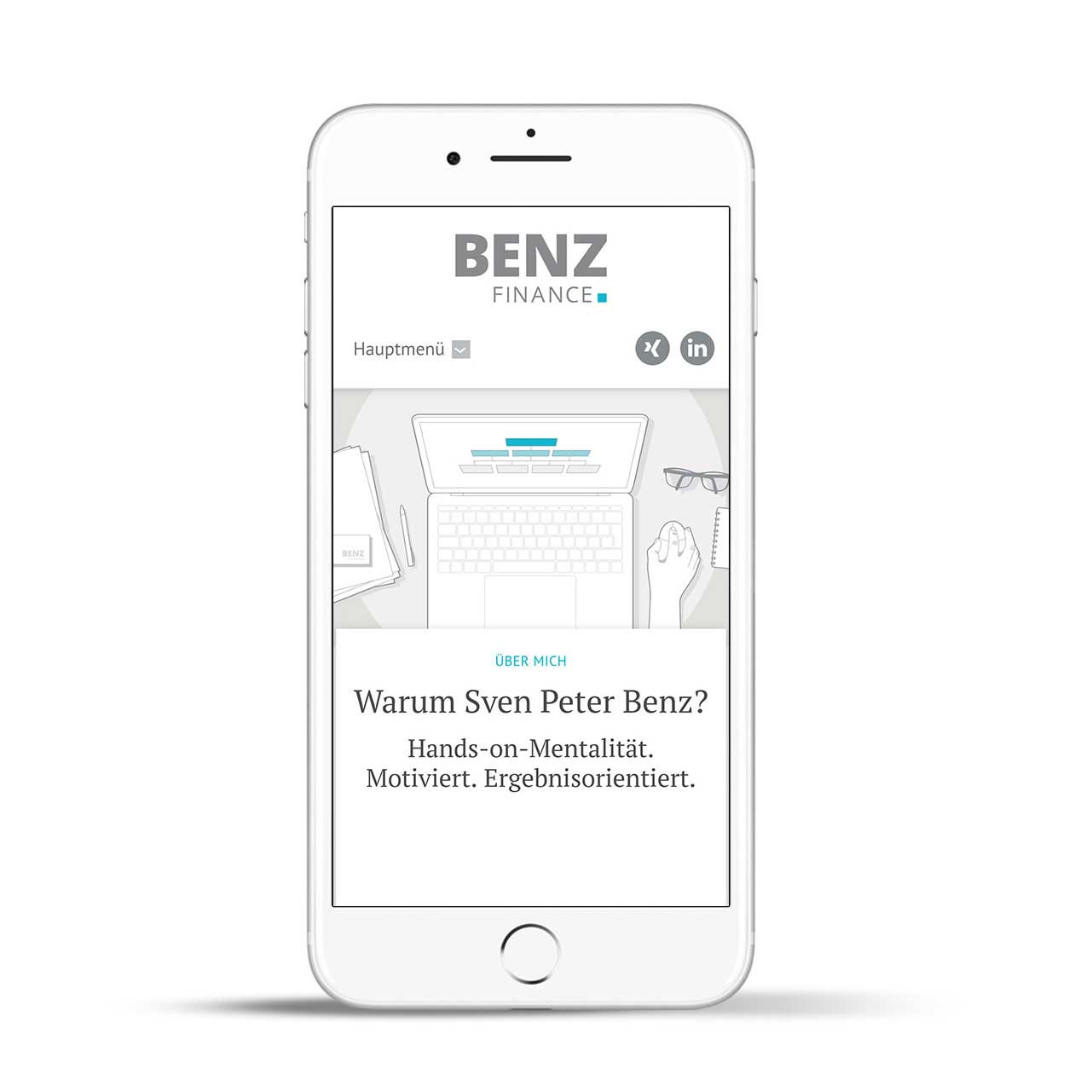 Smartphone mit Corporate Illustration für Benz-Finance